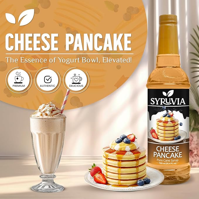 Syruvia Coffee Syrup, Cheese Pancake Flavored Syrup for Drinks, Lattes and Desserts – 25.4 fl oz