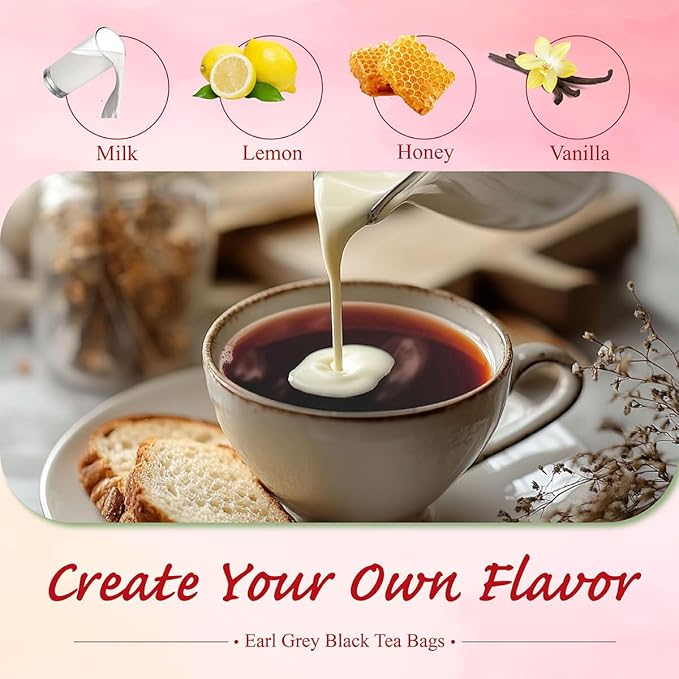 WT WEETEE Earl Grey Tea Bags, 100 Count Black Tea Flavored with Bergamot Orange, Resealable Kraft Bag | Brew Hot or Iced