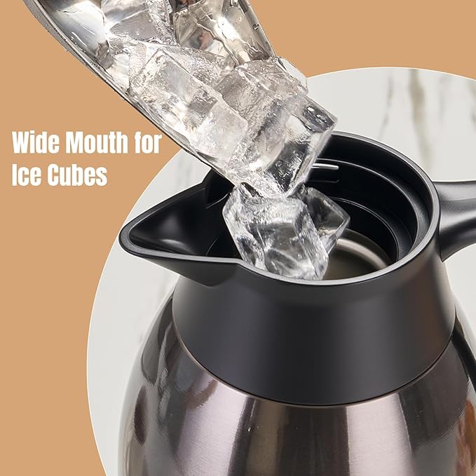 PARACITY 68oz Thermal Coffee Carafe Stainless Steel, Coffee Carafes for Keeping Hot, Double Walled Vacuum Insulated Coffee Urn for Coffee & Tea, Home & Office (Black)