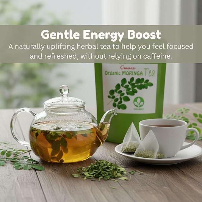 Omura Moringa Tea Bags – Herbal Tea Infusion, Smooth & Earthy Flavor, Naturally Refreshing, Tea Bags (MORINGA 25-TEA-BAGS)