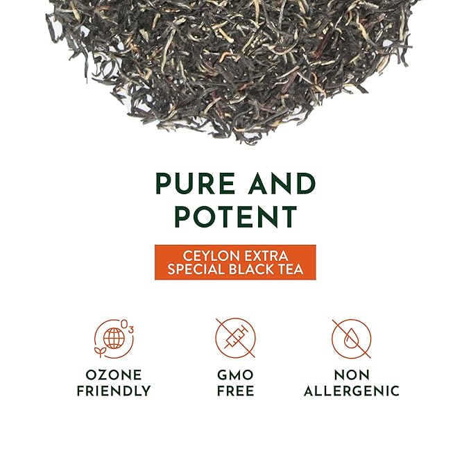 tekola Tea Co. - Flowery Broken Orange Pekoe Extra Special, Premium Blend, Processed and Packed in Ceylon, Black Tea Loose Leaf, 3 Ounces Pouch
