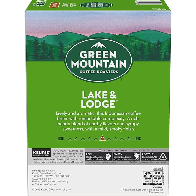 Green Mountain Coffee Roasters Lake and Lodge Blend Keurig Single-Serve K-Cup pods, Medium Roast Coffee, 96 Count