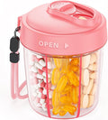 AUVON Large Pill Dispenser Can Store 7 Various Supplements, Travel Pill Organizer Bottle with Anti-Mix Design, Arthritis-friendly Pill Holder with Wide Opening & Slider Lid, Includes 20 Blank Stickers