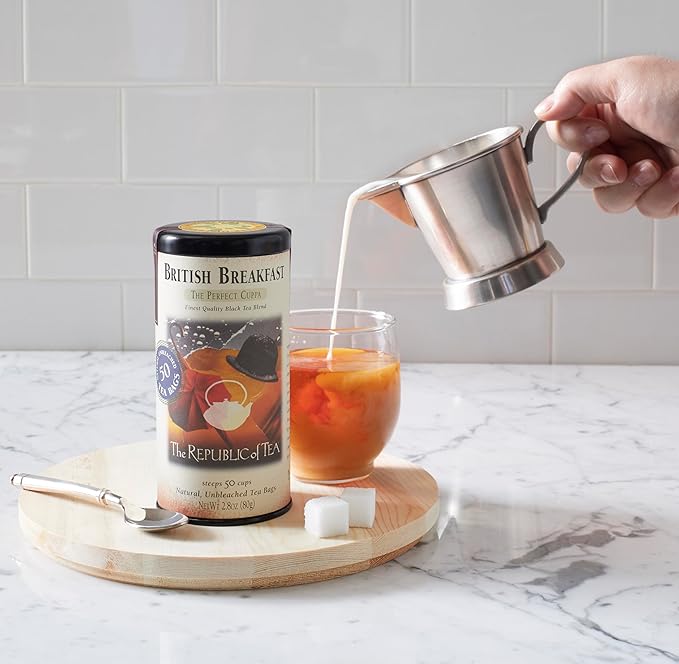 The Republic of Tea - British Breakfast Tea 2.8 oz Tin, 50 Tea Bags, Gourmet Black Tea | Caffeinated