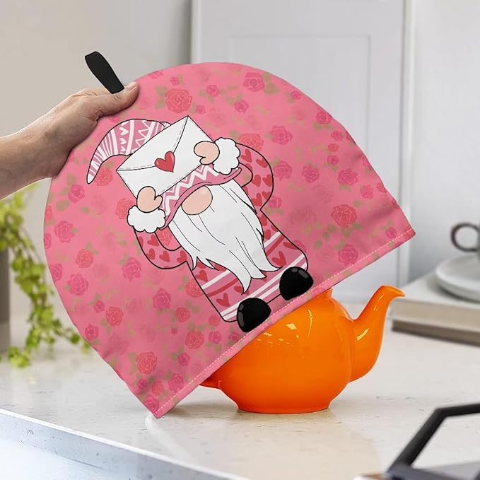 Pink Tea Kettle Dust Cover Gnomes Tea Pot Cover Keep Warm Teapot Dust Protector Small Teapot Insulation Cover