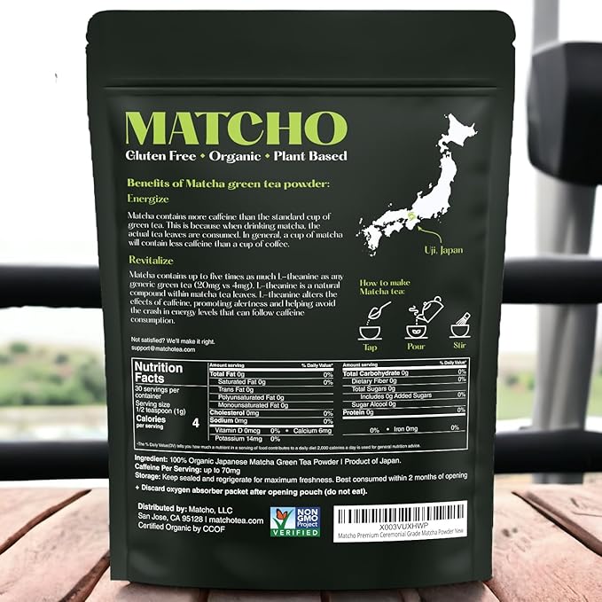 Matcho | Premium Matcha – Organic First Harvest Ceremonial Grade Matcha Green Tea Powder from Uji, Kyoto (30g/1.06oz)