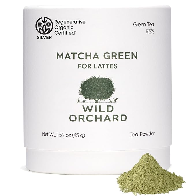 Wild Orchard Matcha Green for Lattes from Jeju Island - Premium Tea - 100% Regenerative Organic Certified - Premium Grade Matcha Green Tea Powder Cultivated on Jeju Island in South Korea