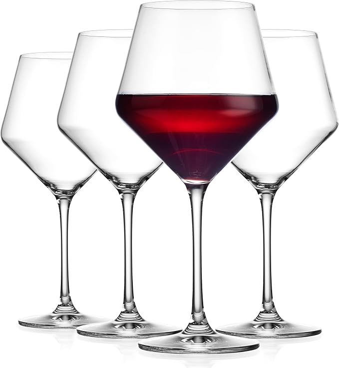 Glaver's Wine Glasses,White Red Wine Large Glasses Set of 4,Lead-Free Premium Crystal Clear Glass,Hand Blown Italian Style Burgundy Long Stem Wine Glasses,Great Gift Packaging(23oz,4pack)