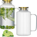 2 PACK Glass Pitcher with Lid And Handle, 84oz/2.5L Liter Classic Vertical Stripes Fridge Water Pitcher,Glass Water Carafe for Coffee, Lemonade, Iced Tea,Sun Tea, Beverage, Heat Resistant