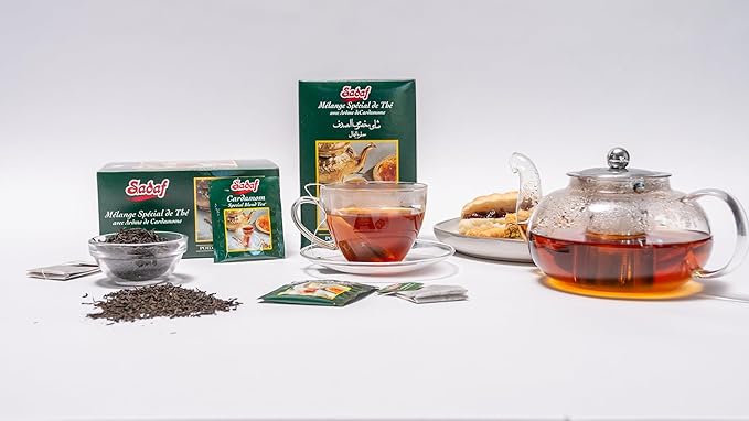 Sadaf Cardamom Tea Bags - Special Blend Tea with Cardamom - Ceylon Black Tea - Quicktea Product harvested in Sri Lanka - Family Pack - 100 Tea Bags