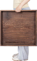 Ottoman Tray for Coffee Table Living Room Wood Serving Tray Large Wooden Square 20 Inches Rustic Brown
