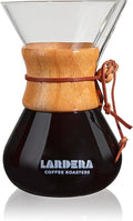 Lardera Iconic Six-Cup Glass Coffee Maker with Wooden Collar, 27oz