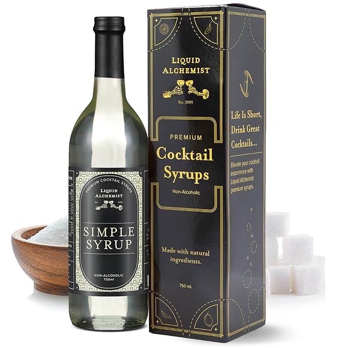 Liquid Alchemist Simple Syrup for Cocktails - Real Ingredients Make our Simple Sugar Syrup the Perfect Old Fashioned Mix - Non-GMO, Gluten Free & Vegan (25.4 oz)