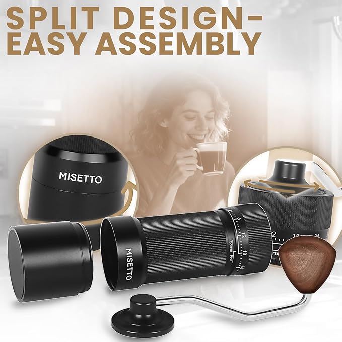 Manual Coffee Grinder with CNC Stainless Steel Conical Burr - External Adjustable Setting,Double Bearing Positioning,French Press Coffee,Pour Over for Hand Grinder Gift