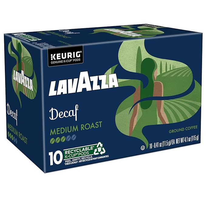 Lavazza Decaf, Single-Serve Keurig K-Cup Pods, Medium Roast Coffee, 60-Count Box (6 Packs of 10)