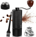 Non-Detachable Manual Coffee Grinder with 25 Level Stainless Steel Conical Burr Portable Aluminum Coffee Bean Grinder Suitable for Moka Pot Espresso French Press Pour Over Easy Cleaning with Brush