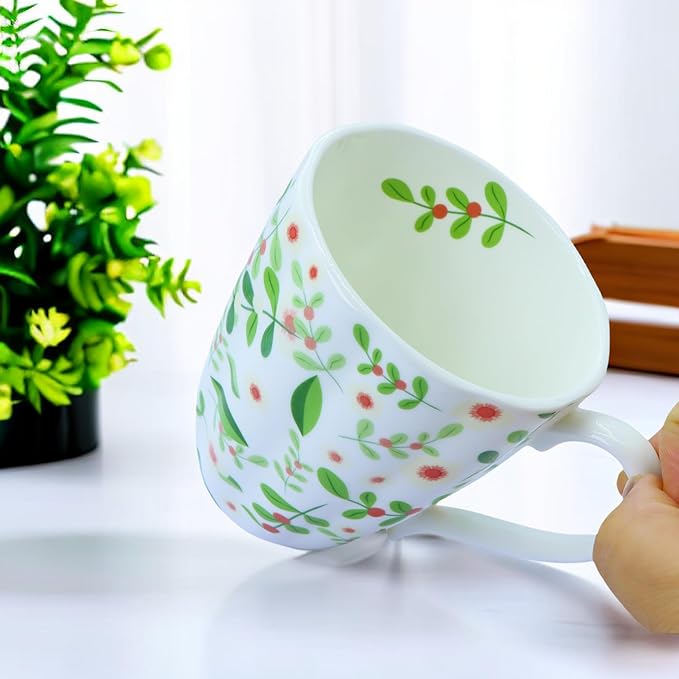 14oz Bone China Coffee Mugs for Women Floral Coffee Mug Tea Cups Novetly Coffee Cups Gift for Women Mom Friends