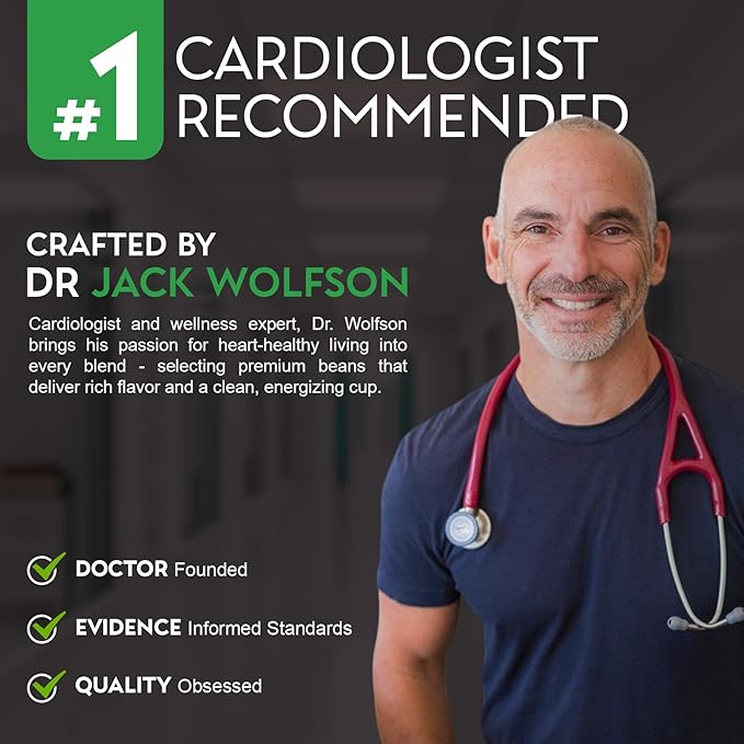 Cardiology Coffee – Organic Decaf Whole Bean Coffee, Swiss Water Process, Mold-Free, Heart-Healthy, 12oz (Medium Roast)