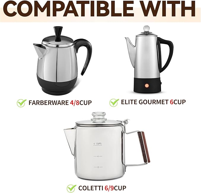 Percolator Coffee Filters Compatible with Farberware Coffee Percolator, 150 Pcs Disposable Perforated Filters for Farberware FCP240 Yosemite Coletti Bozeman 6/9 Cup Elite Gourmet 6 Cup