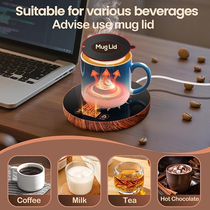 Coffee Mug Warmer for Desk with Auto Shut Off, Coffee Mug Warmer for Desk with Auto Shut Off 12 Hours Timer& 2 Temperatures