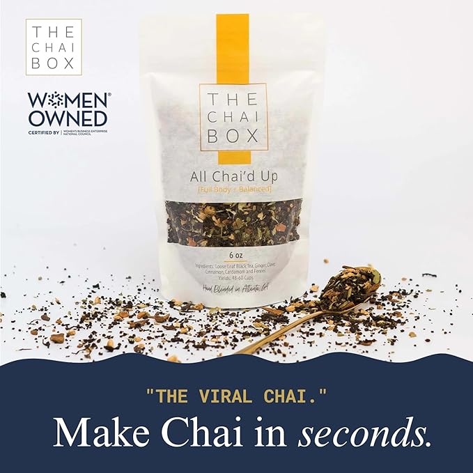 The Chai Box Loose Leaf 100% Organic Black Tea - Featured in Oprah's Favorite Things | Caffeinated Black Tea with Ginger, Cinnamon, Clove, Fennel & Cardamom (Pack of 1) 2.5 oz | Makes 25 Cups | Small Batch Loose Leaf Tea with Whole, Premium Spices