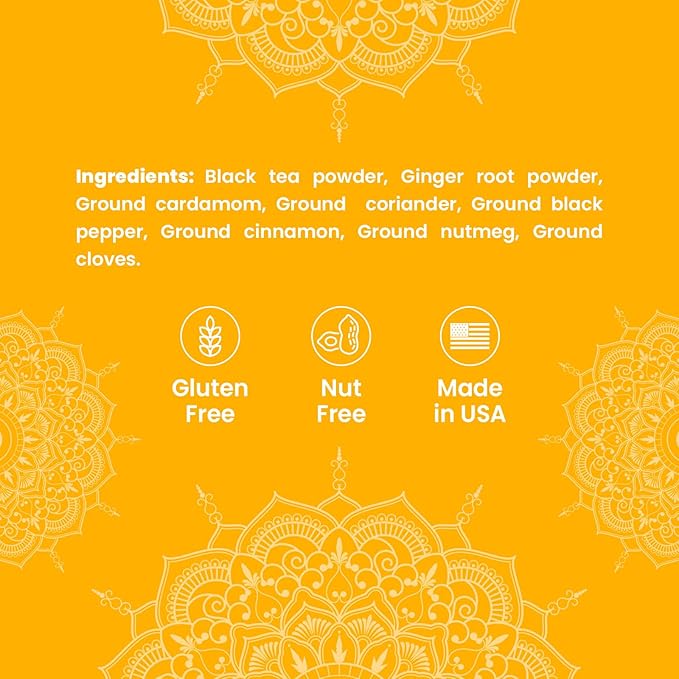 Traditional Masala Chai – Makes 170 Cups – 6 oz Premium Natural Indian Spice Blend – Cardamom, Cinnamon, Ginger & Cloves