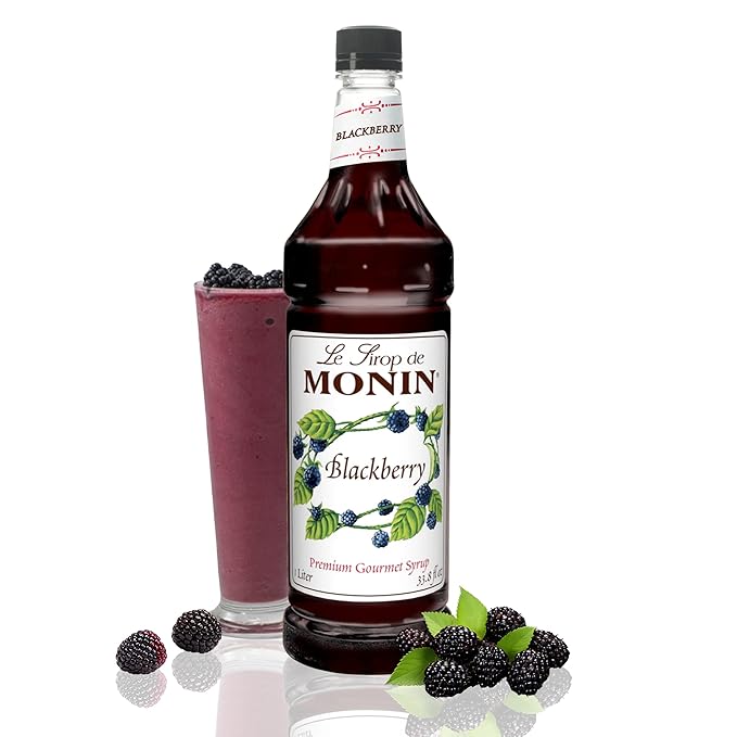 Monin - Blackberry Syrup, Delicious Berry Flavored Syrup, Cocktail Syrup, Authentic Flavor Drink Mix, Simple Syrup for Iced Tea, Lemonade, Cocktails, & More, Clean Label, Gluten-Free (1 Liter)