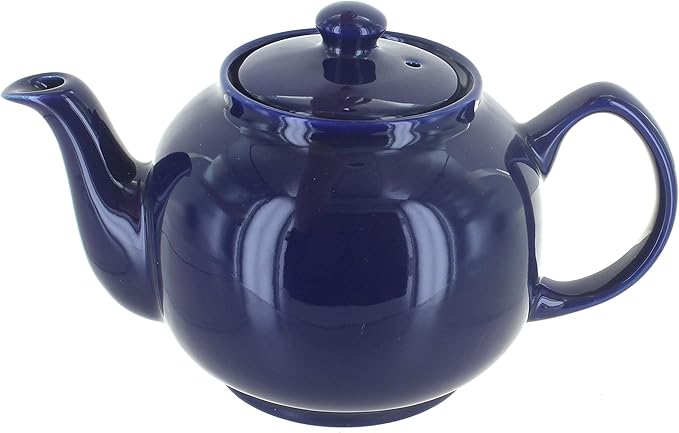 Blue Rose Polish Pottery - Blue Cobalt Medium Teapot - 4 Cup Capacity - Hand-Painted Polish Pottery Ceramic Coffee & Tea Server