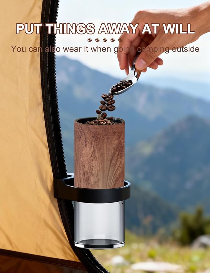 Manual Coffee Grinder with 5 Adjustable Settings Portable Conical Burr Mill with 30g Capacity for Espresso French Press Pour Over Travel & Home Use Elegant Wood Grain Finish