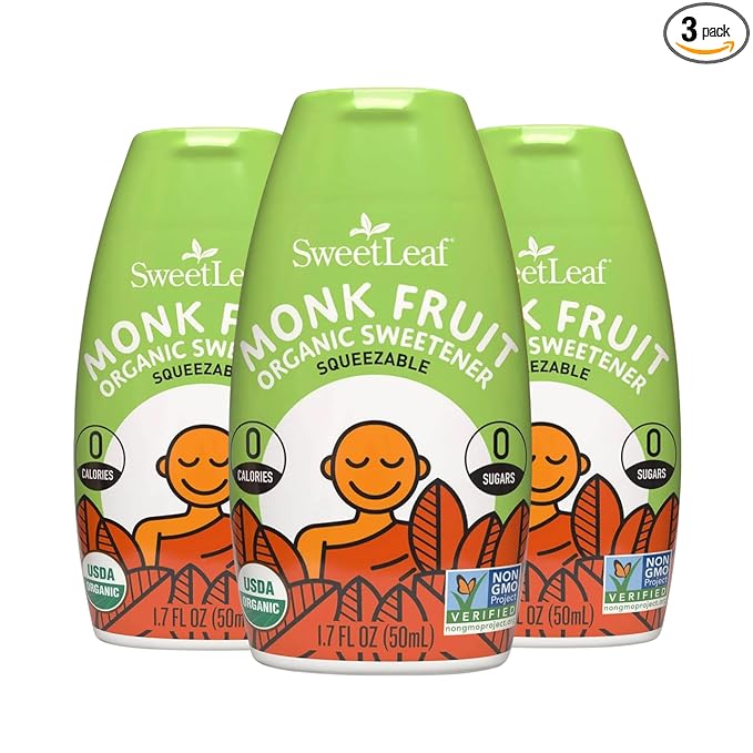 SweetLeaf Unflavored Liquid Monk Fruit - Monk Fruit Liquid Sweetener Drops, Organic Monk Fruit Extract, Zero Calorie Sweetener, Sugar Free, Keto Friendly, Erythritol Free - 1.7 Fl Oz (Pack of 3)
