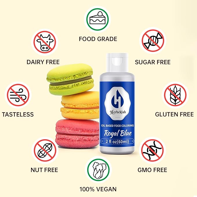 Royal Blue Oil Based Food Coloring – 2 fl oz Professional Grade Concentrated Oil Food Dye for Melting Chocolate, Candy Melts, Cake Pops, Strawberries & Baking