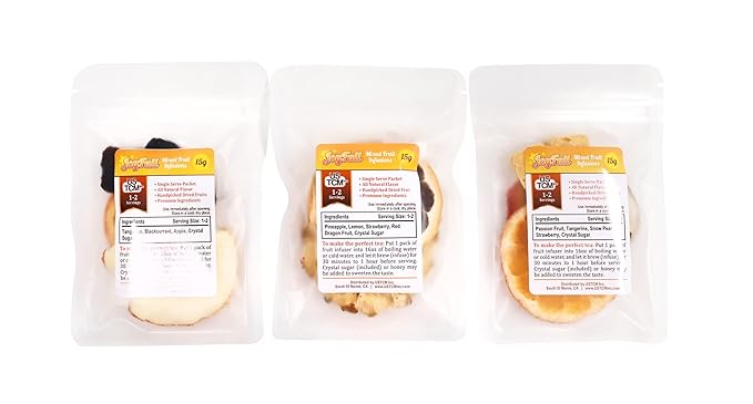 USTCM JoyFull Mixed Fruit Infusions Fruit Tea Single Pack All Natural Dried Fruits Mixed Flavors Make Perfect Tea! 15g (Combo 4, Pack of 3)