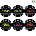 6-Pack LAVA Premium Cocktail Rimmers Variety: Jalapeno Citrus Sea Salt 6oz, Lemon Drop Sugar 5oz, Margarita Lime Sea Salt 6oz, Honey Habanero 5oz, Chile Lime Clasico 5oz, Triple Berry Sugar 5oz