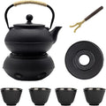 20.3oz Small Cast Iron Teapot Set with Warmer, Japanese Black Tea Kettle for Stovetop Safe, Teapot and Cups Set, Tea Pot with Stainless Steel Infuser for Loose Tea(600ml)