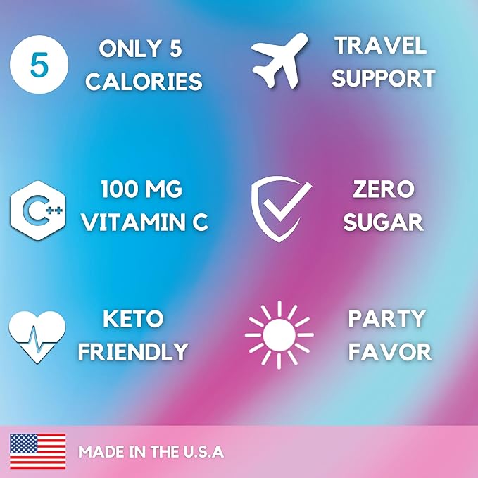 HydroMATE Electrolytes Powder No Sugar Cotton Candy - 16 Sticks Instant Hydration Packets with Vitamin C to Boost Energy - Sugar Free Electrolytes to Support Hydration on Keto Diet & Party Recovery