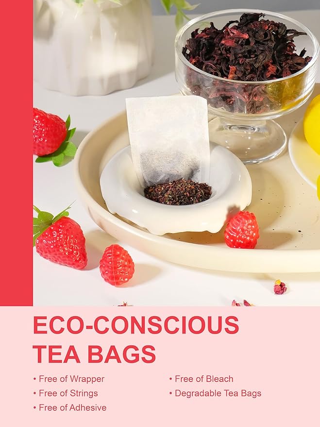 TeeLux Strawberry Hibiscus Iced Tea, Natural Hibiscus Tea with Stevia and Rosehip, Tangy & Sweet Flavor, Caffeine Free, 100 Count