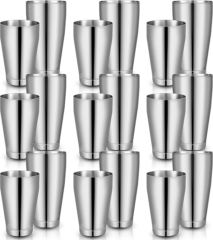 Dandat Cocktail Shaker, Professional Boston Cocktail Shaker Set, Stainless Steel Martini Drink Shakers Bartending, 18 Oz & 28 Oz Bar Shake Mixer Tin Tools for Bartender Cocktails(Silver,16 Pcs)