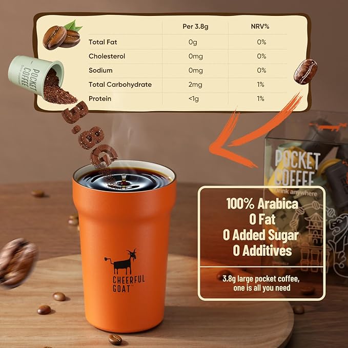 CheerfulGoat Instant Cold Brew Coffee – Speciality Javy Coffee Extract 100% Arabica, Freeze-Dried, No Sugar, No Additives, Low Acid, Healthy for Iced & Hot Coffee, Singapore Coffee, 30 Servings