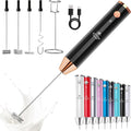Zulay Kitchen Lux Electric Milk Frother Rechargeable Handheld - 4 Whisks, Powerful 2-Speed Motor, Waterproof, 2000mAh Battery - Drink Mixer for Latte, Cappuccino, Matcha & Protein Powder - Dark Copper