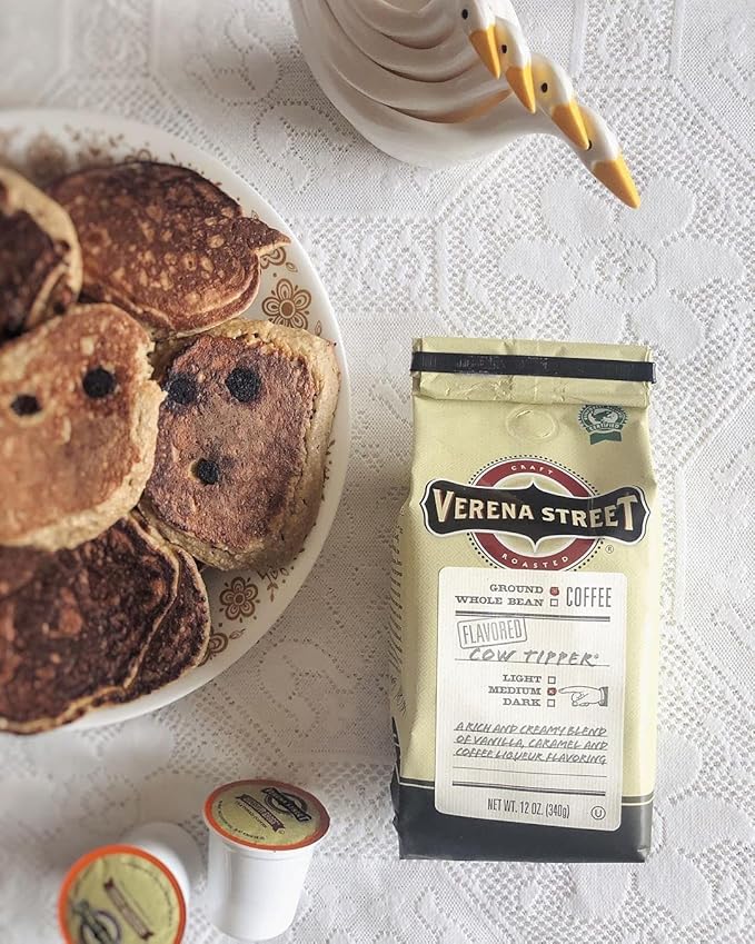 Verena Street 12 Ounce Flavored Ground Coffee, Cow Tipper, Medium Roast, Rainforest Alliance Certified Arabica Coffee