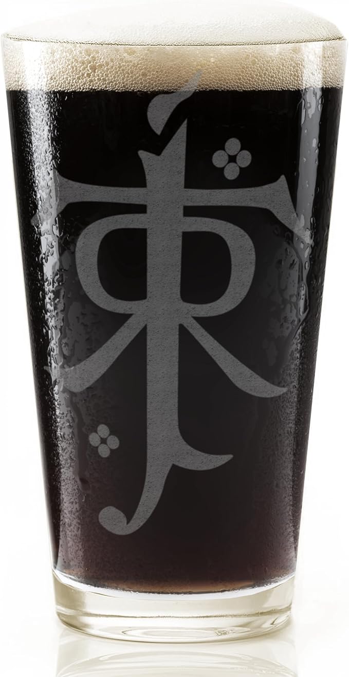 TOLKIEN SIGIL Engraved 16oz Pint Glass | Inspired by Tolkien Power Ring and Middle Earth | Great Christmas Gift Idea | Unique Elvish Fantasy Wizard Fantasy Decor!