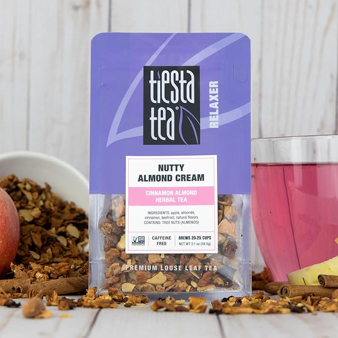 Tiesta Tea - Loose Leaf Herbal Tea Gift Box, Medium to Non-Caffeinated Assorted Blends, 3 Pouches for Hot & Iced Brews Variety Pack, Maui Mango, Nutty Almond Cream, and Pomegranatopia