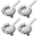 HOZEON 4 Pack 6.5 Inches Cocktail Strainer, Stainless Steel Bar Strainer Tool, 2 Prong Bartender Strainer for Bar Restaurant Home, Silver