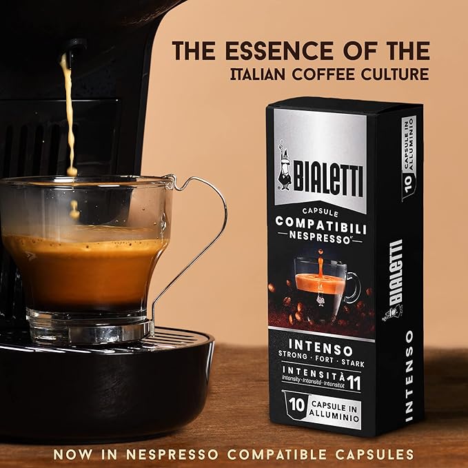 Bialetti Aluminum Nespresso Compatible Capsules - 100 count INTENSO Espresso Pods compatible with Nespresso Machines