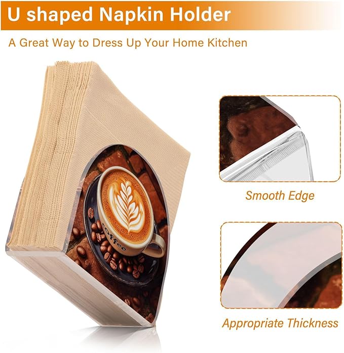 Cup Of Coffee Napkin Holder for Tables, Kitchen Acrylic Paper Napkin Holders Freestanding Tissue Dispenser Paper for Indoor Outdoor Decor