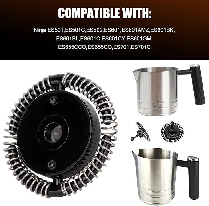 Milk Frother Replacement for Ninja ES601: Compatible with Ninja Luxe Cafe ES601 ES655 ES701 models whisk Accessories,Stainless Steel and plastic Material,Machine washable