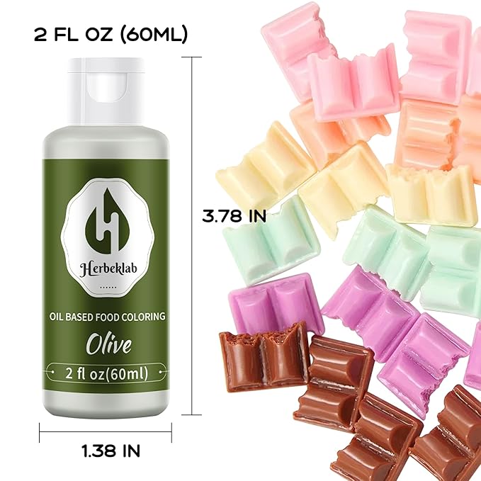 Olive Oil Based Food Coloring – 2 fl oz Professional Grade Concentrated Oil Food Dye for Melting Chocolate, Candy Melts, Cake Pops, Strawberries & Baking