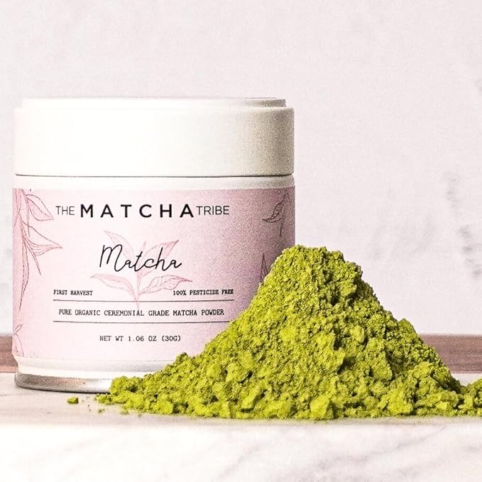 The Matcha Tribe Organic Ceremonial Grade Matcha Powder – Matcha Green Tea for Lattes | First-Harvest Stone-Ground Japanese Matcha Tea from Uji & Kagoshima, Japan | 30g Tin