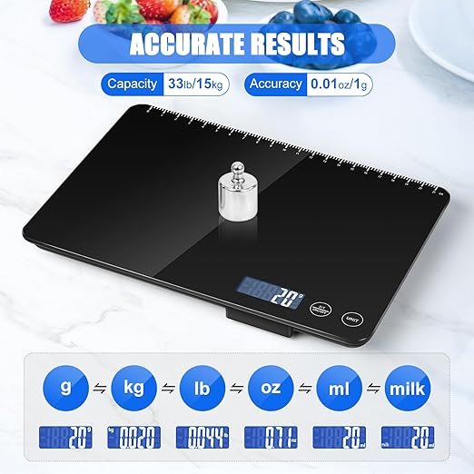 Digital Kitchen Scale, Large Capacity Food Scale, Easy Tare Function, Large LCD Display, Perfect for Cooking, Baking and Meal Prep