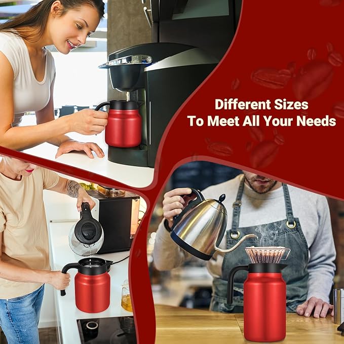 27Oz Thermal Coffee Carafes For Keeping Hot/Cold, Stainless Steel Coffee Carafe, Dustproof Insulated Water Carafe for Party/Home,Red